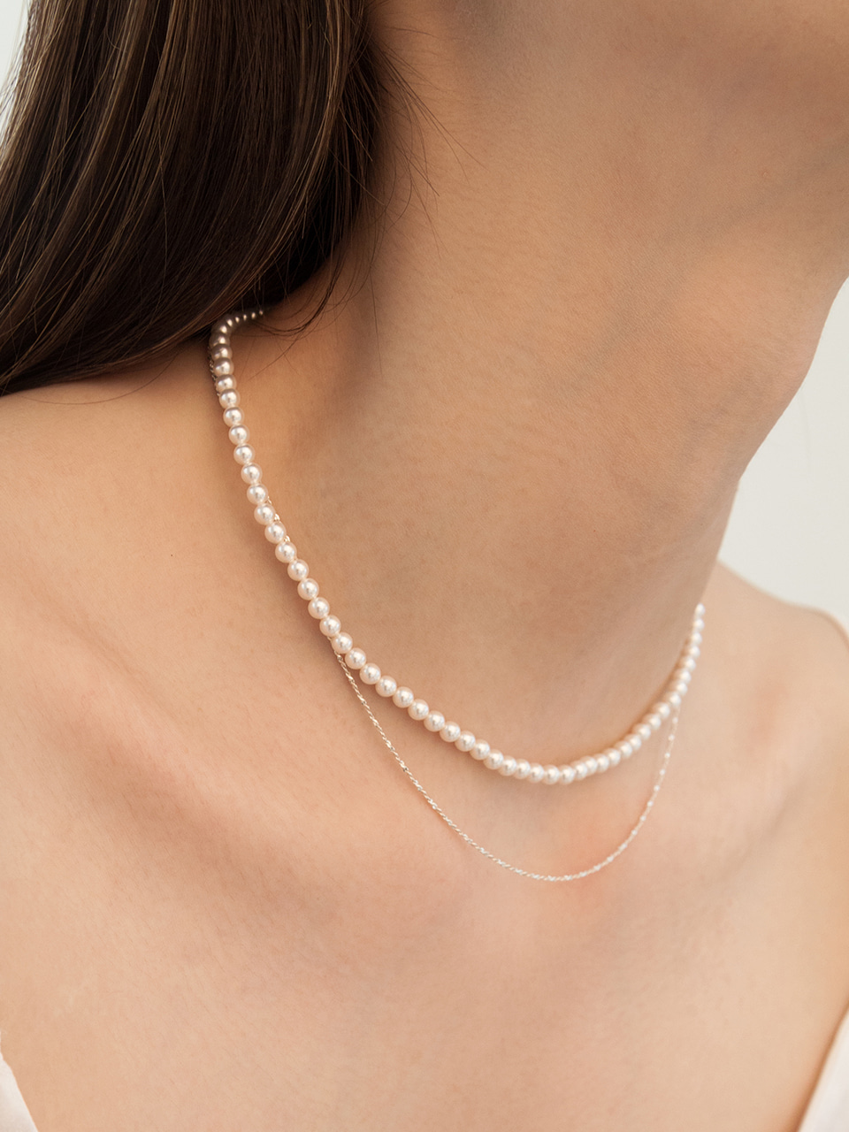 (SET) Graceful Swarovski Pearl+Shine Tinsel Necklace SE0168